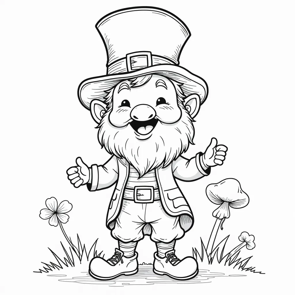 Leprechaun Sitting on a Mushroom صفحات التلوين