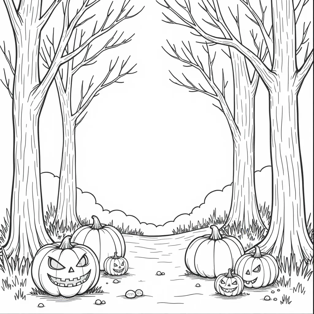 halloween forest صفحات التلوين
