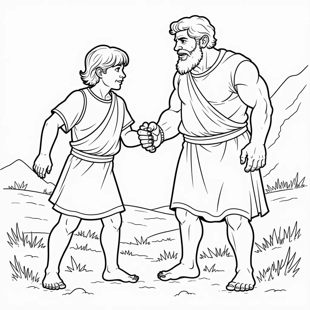 david and goliath  صفحات التلوين