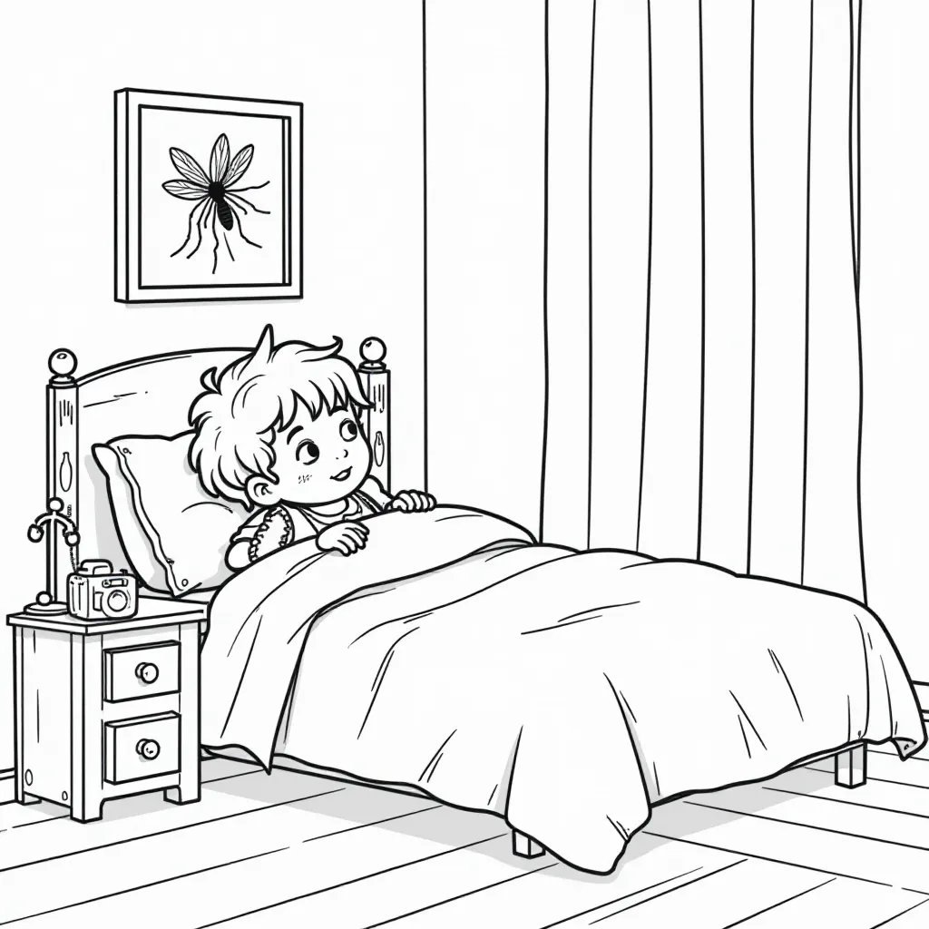 Mosquitoes flying around people in the bed صفحات التلوين