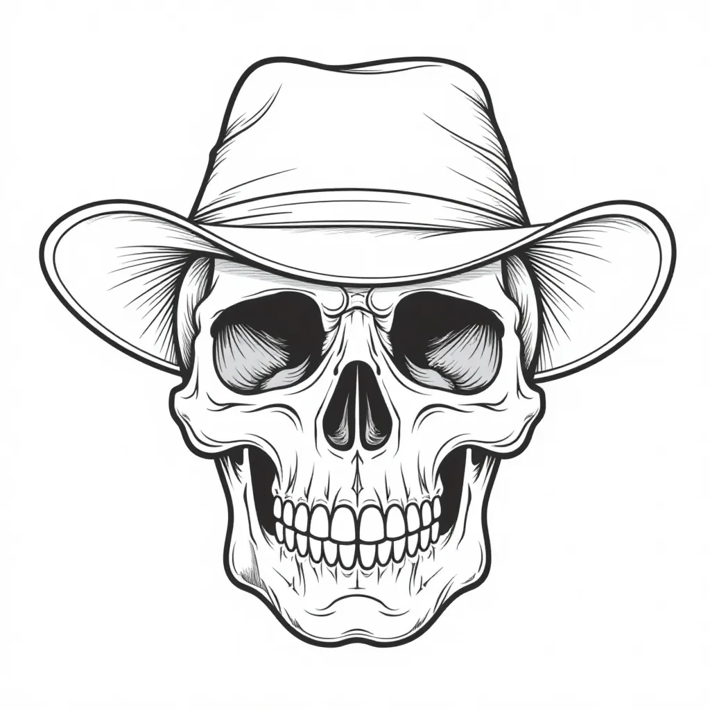 Skull hat simple صفحات التلوين
