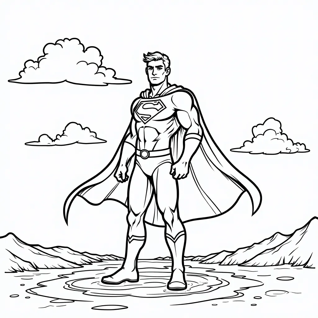 Super man in lava volcanoe coloring pages