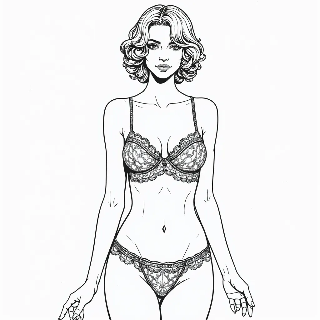 petite beautiful European woman with lace lingerieColoring Pages Date 192025 صفحات التلوين
