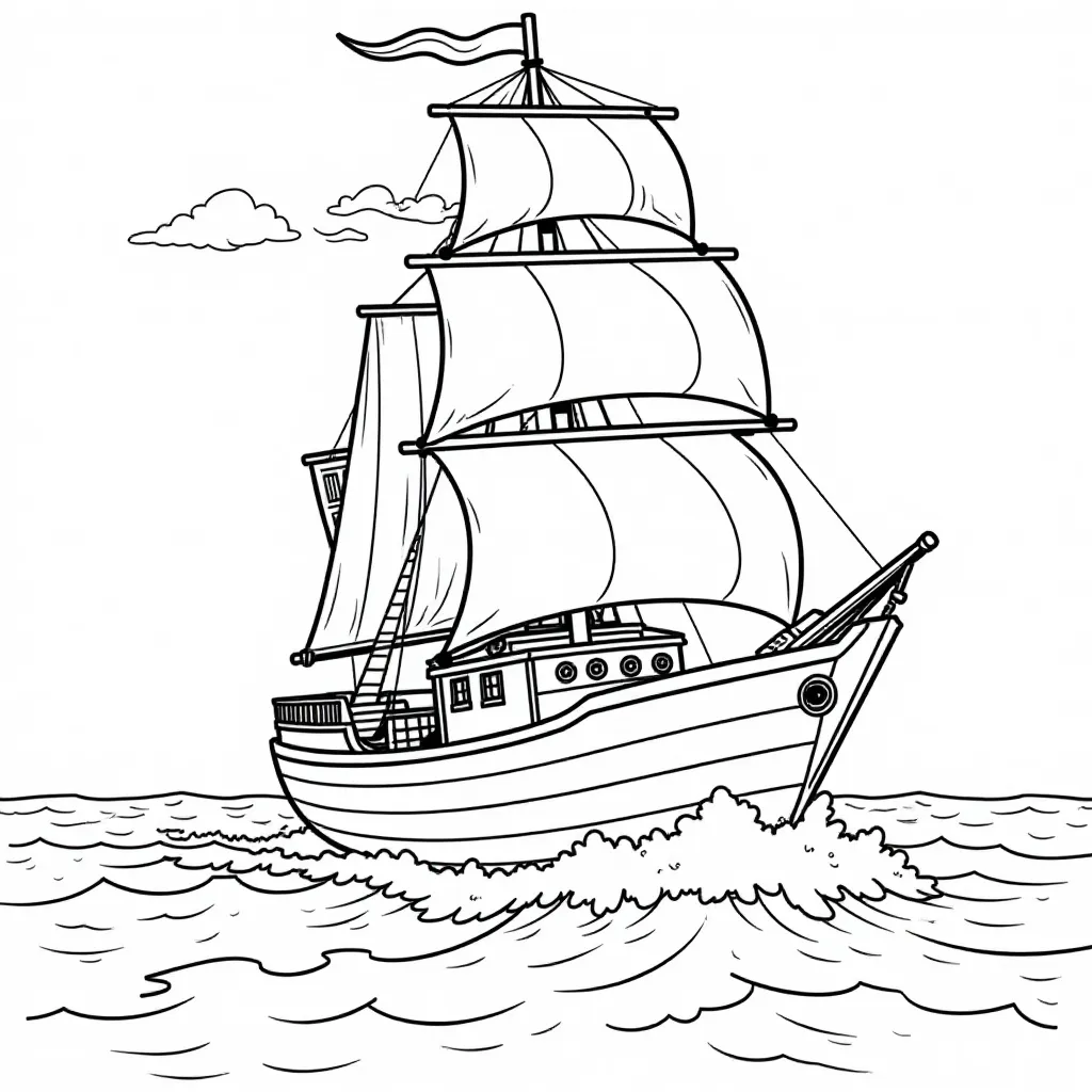 The Stormy Sea with the Ship صفحات التلوين