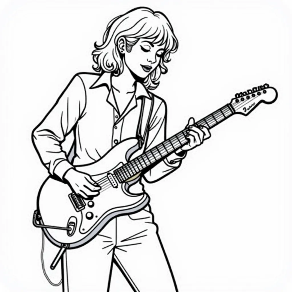 60s mod guitarist coloring pages