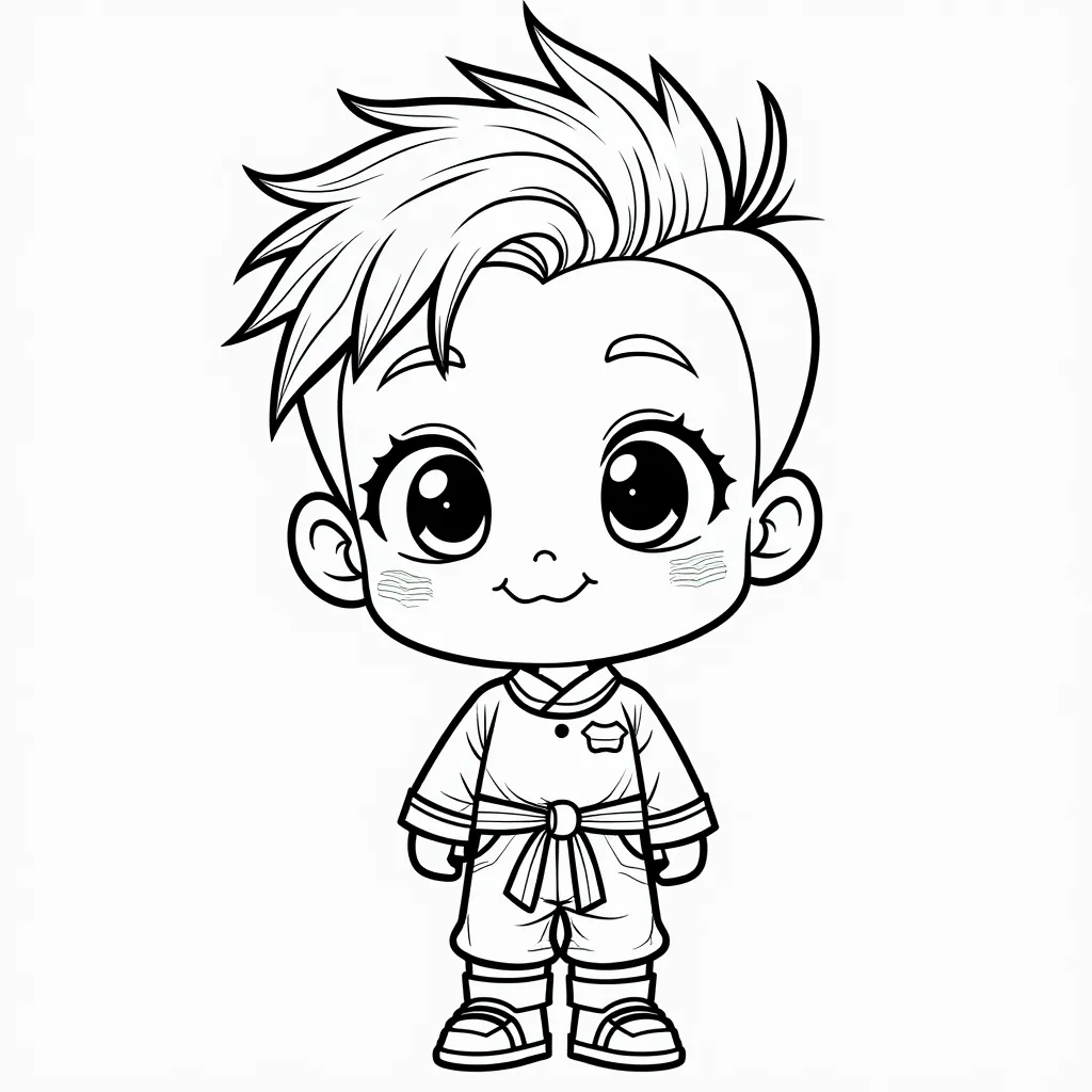 chinese boy with Mohican Hairstyle coloring pages