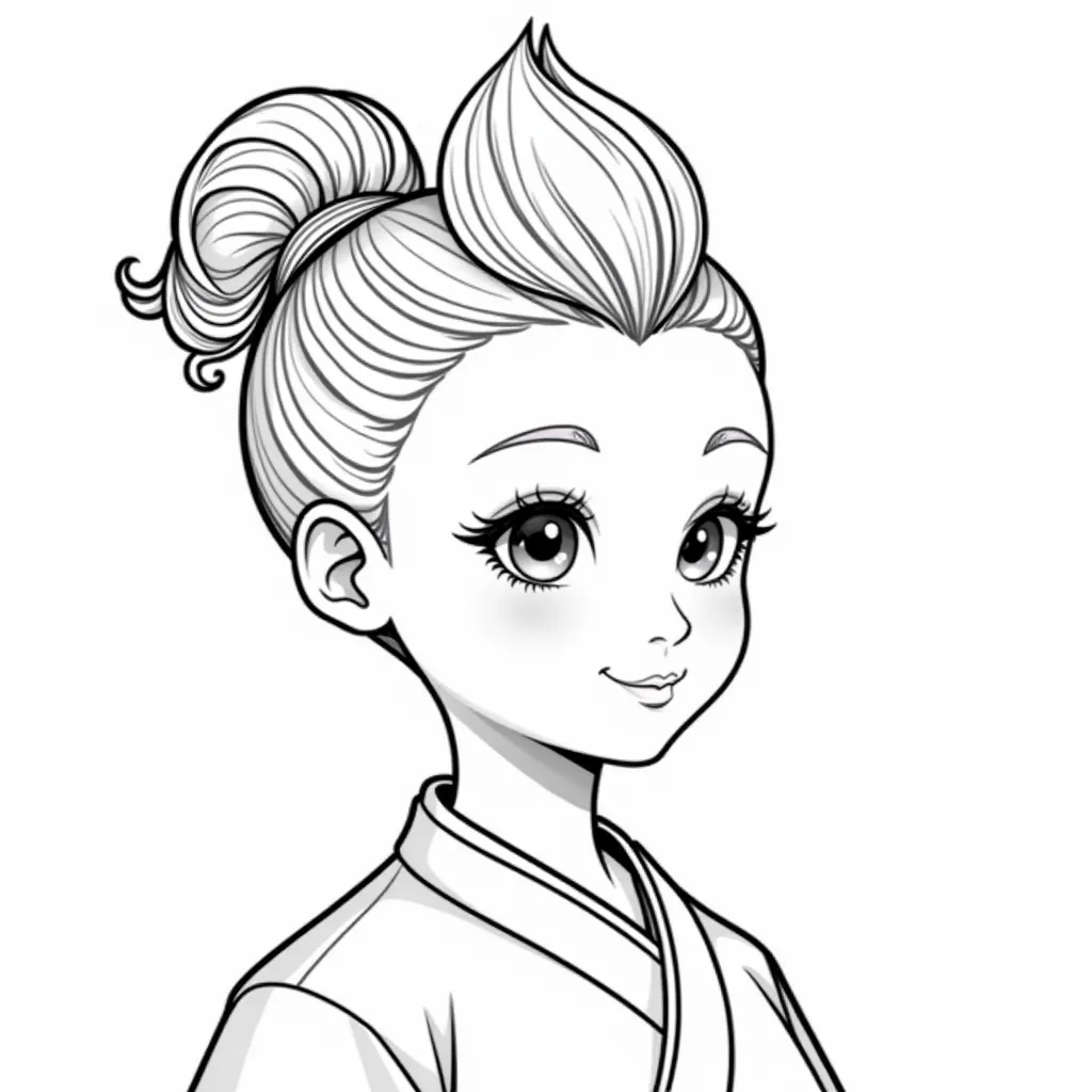 chinese realistic portrait with Mohican Hairstyle coloring pages