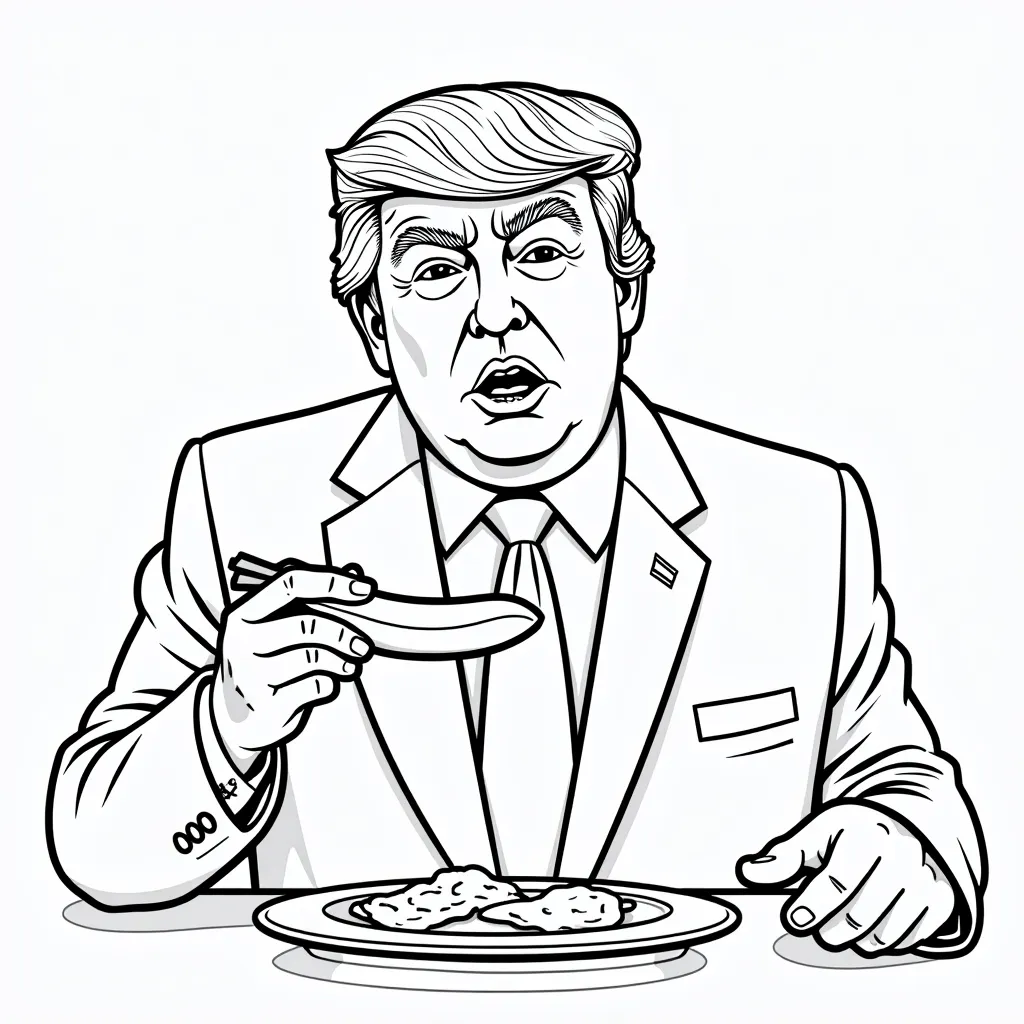 Donald Trump eating a bananna coloring pages