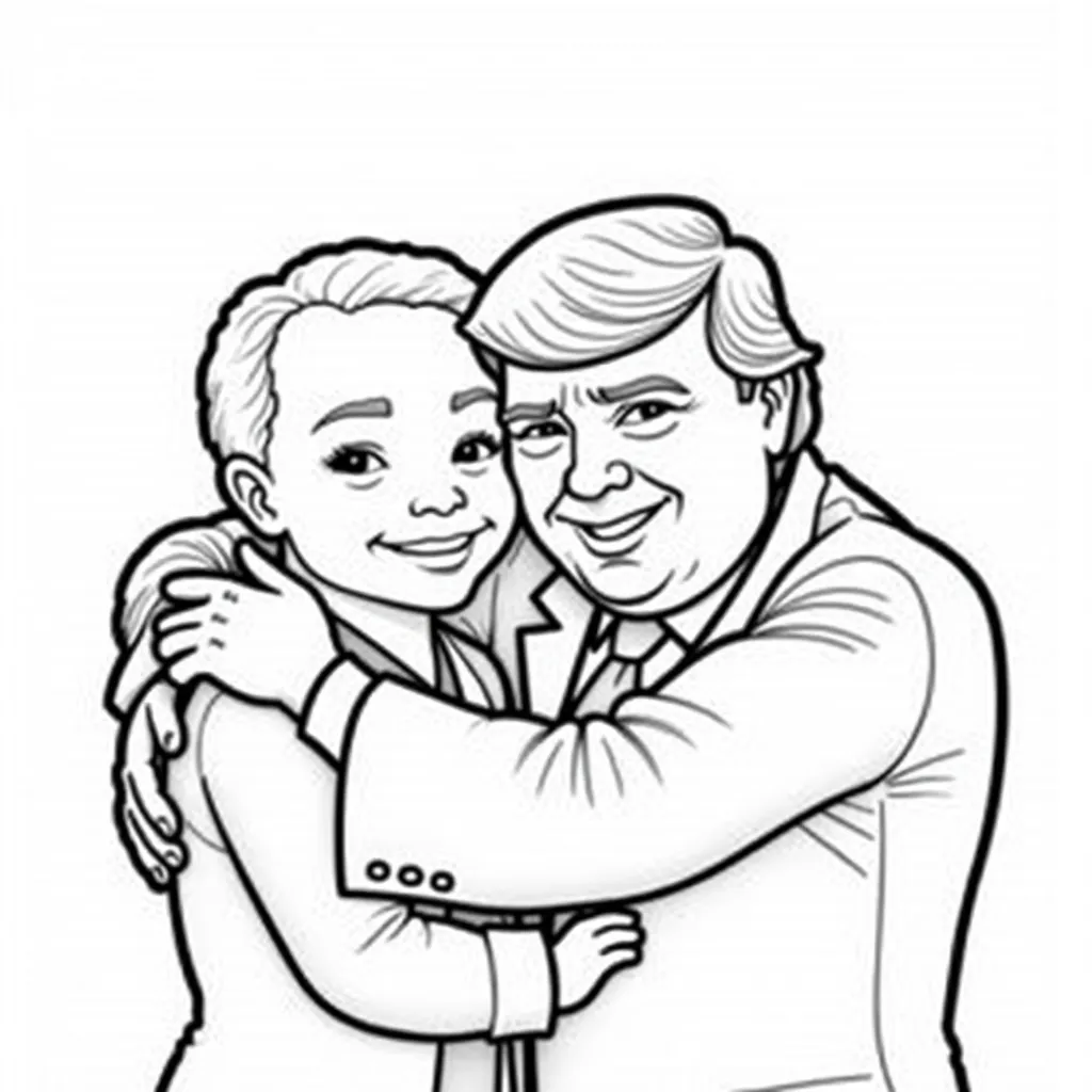 Donald Trump hugging Jeffry Epstein coloring pages