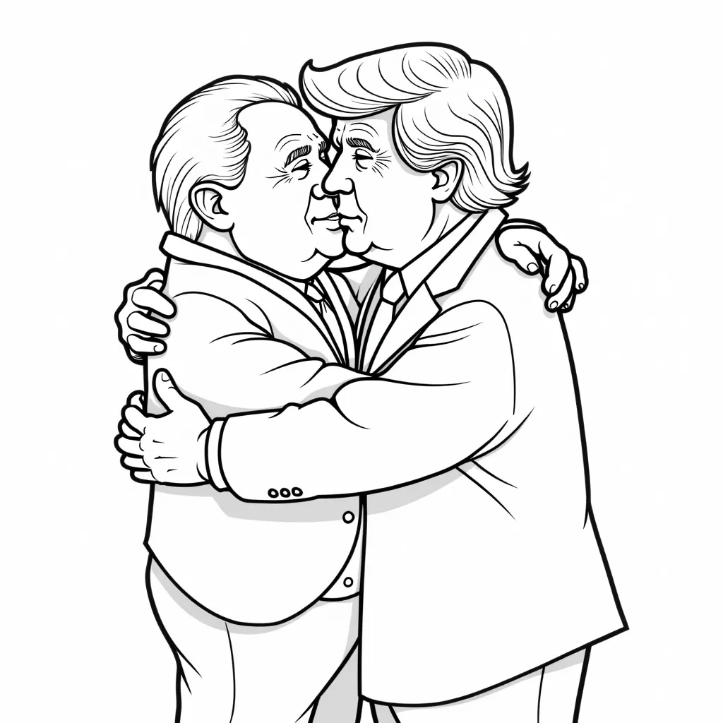 Donald Trump hugging Puff Daddy coloring pages