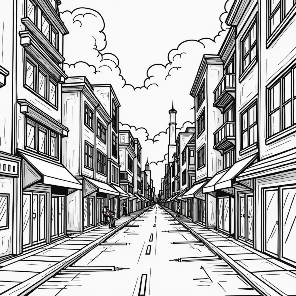 Cyberpunk city coloring pages