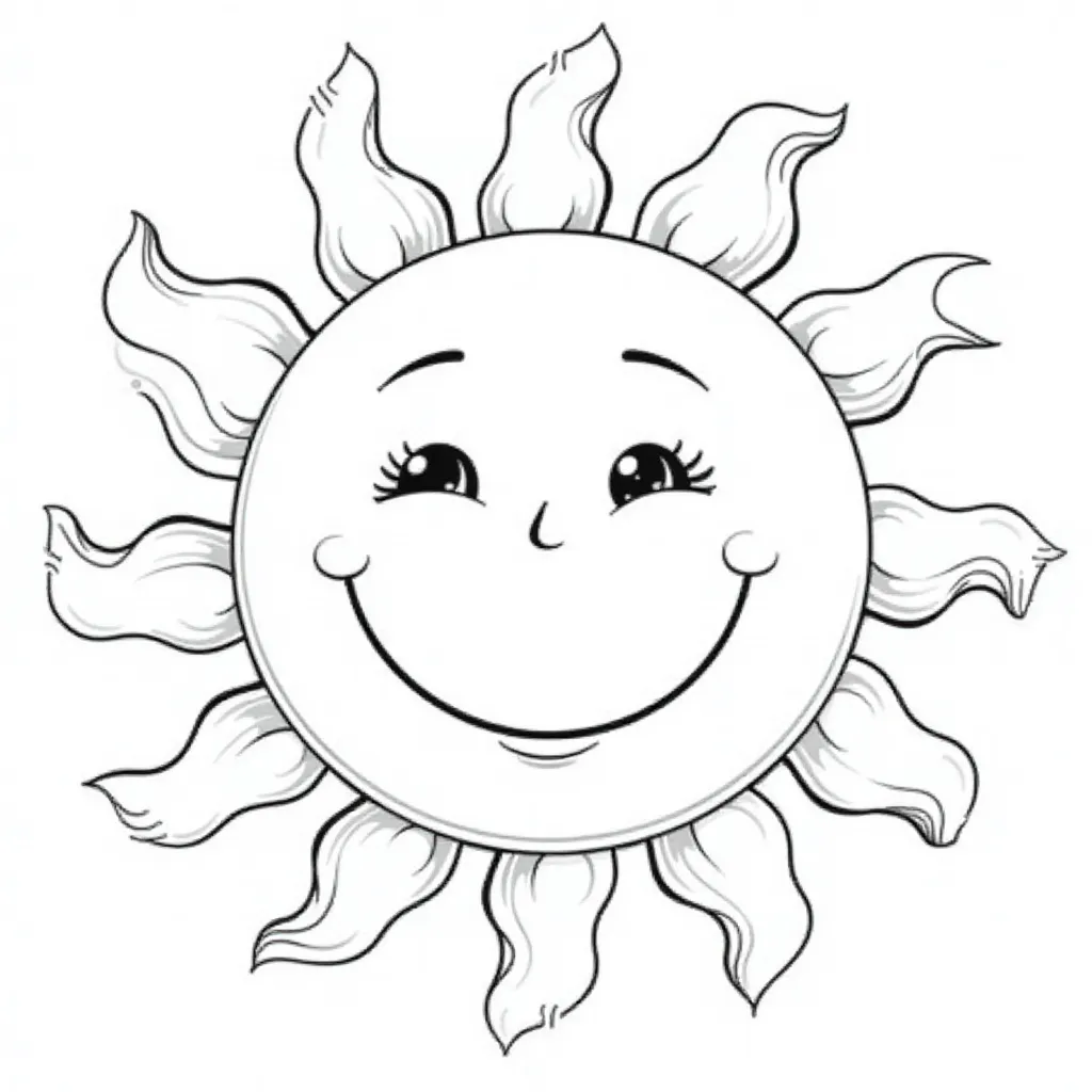 smiley face sunny صفحات التلوين
