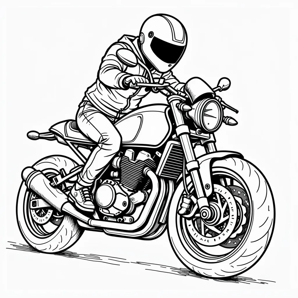 Cyberpunk motorcycle  coloring pages