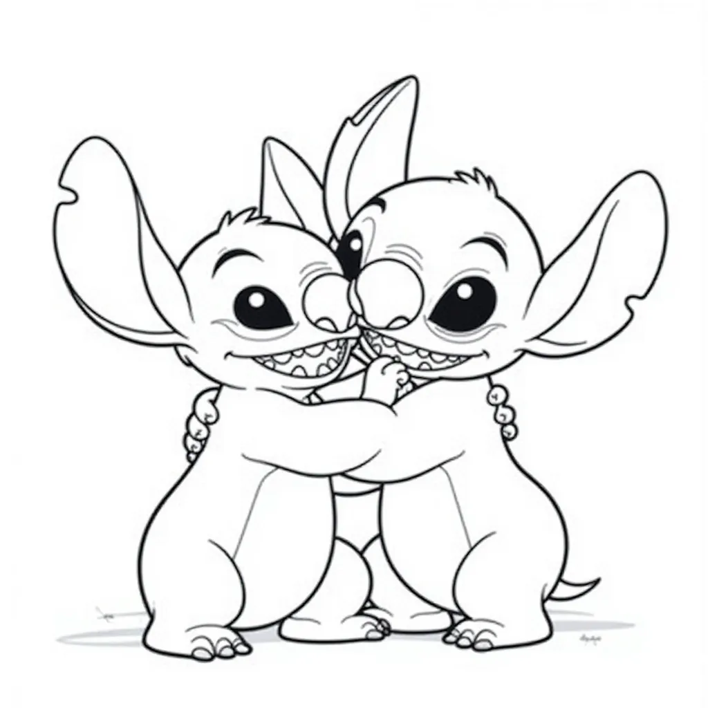  Lilo and Stitch Hugging Páginas para Colorear