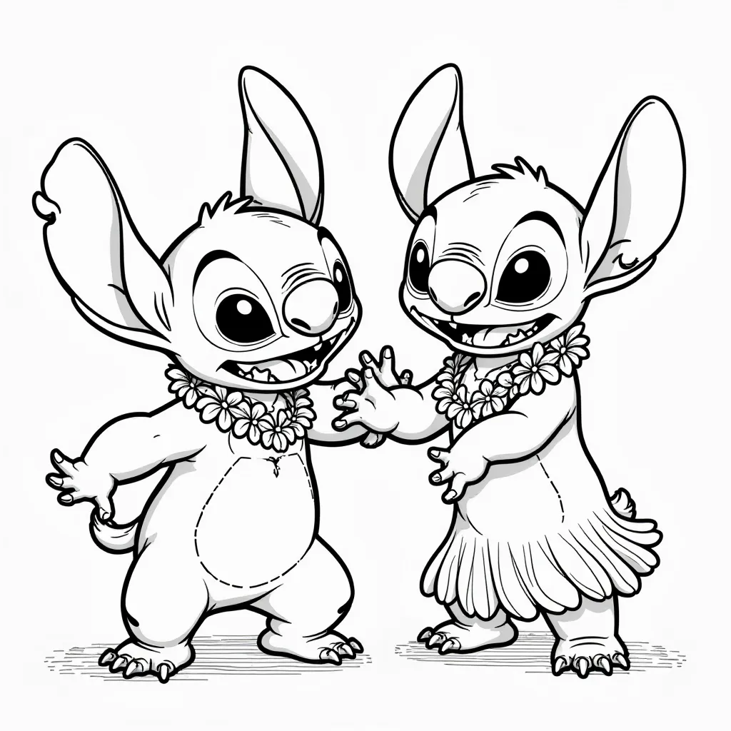 Lilo and Stitch Hula Dancing صفحات التلوين