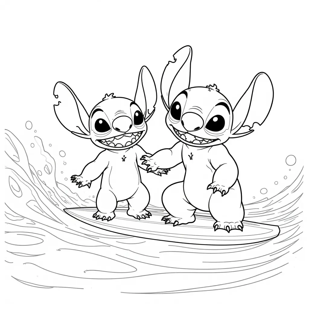  Lilo and Stitch Surfing صفحات التلوين