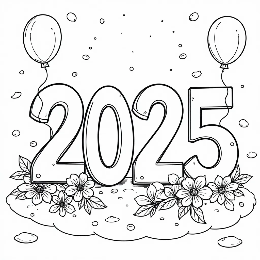 number 2025 birthday صفحات التلوين