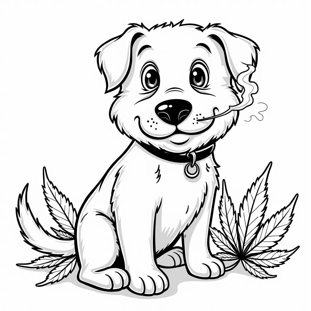 dog smoking weed coloring pages