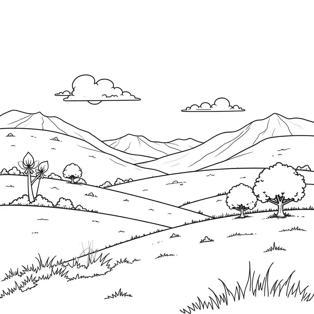 a landscape painting that shows the perspective of an elementary school student صفحات التلوين