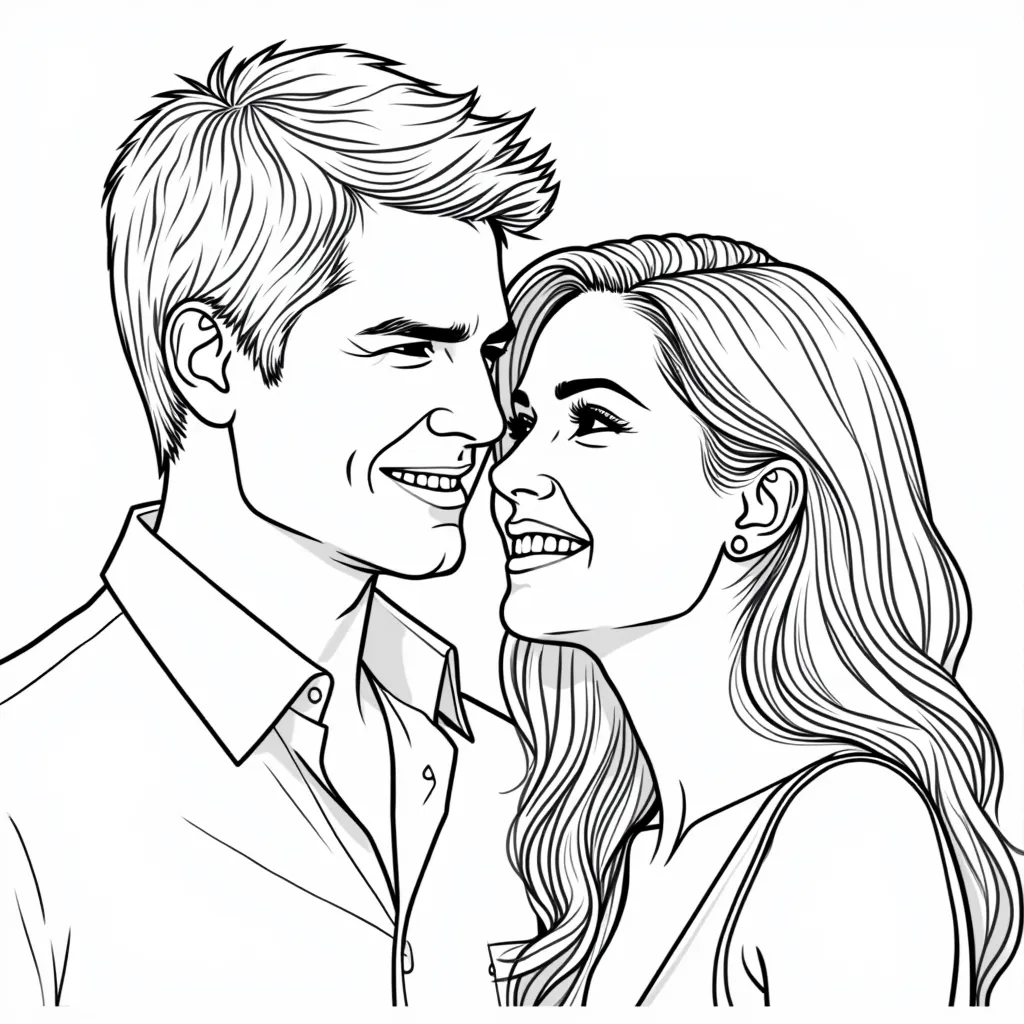 Tom Cruise with Jenifer Lopez coloring pages