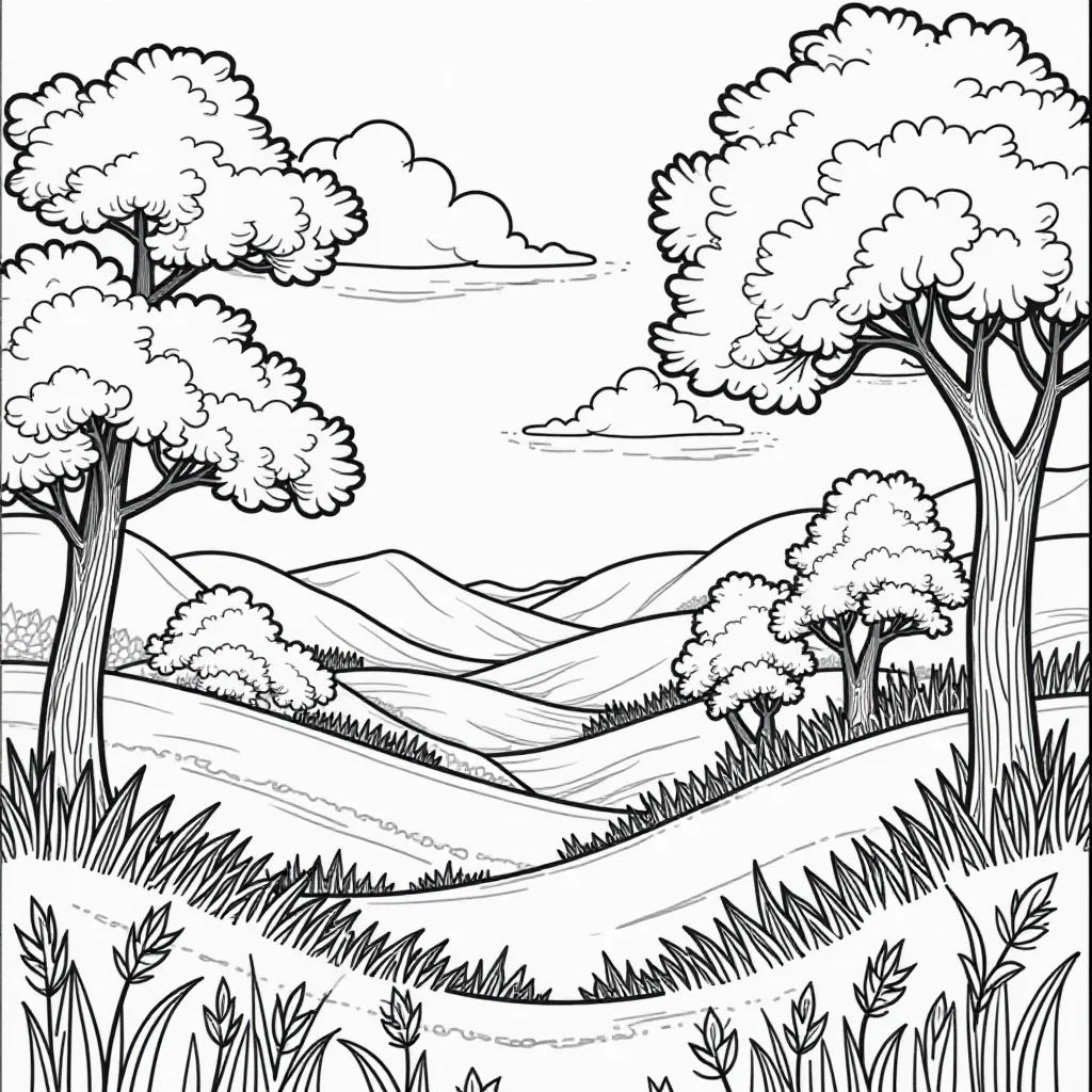 a perspective summer landscape صفحات التلوين