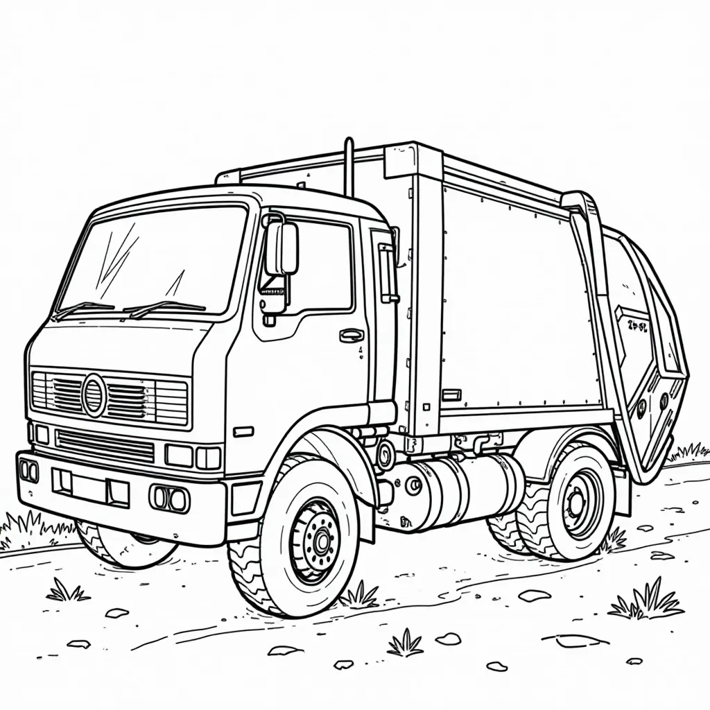  Garbage Truck Unloading Trash Páginas para Colorear