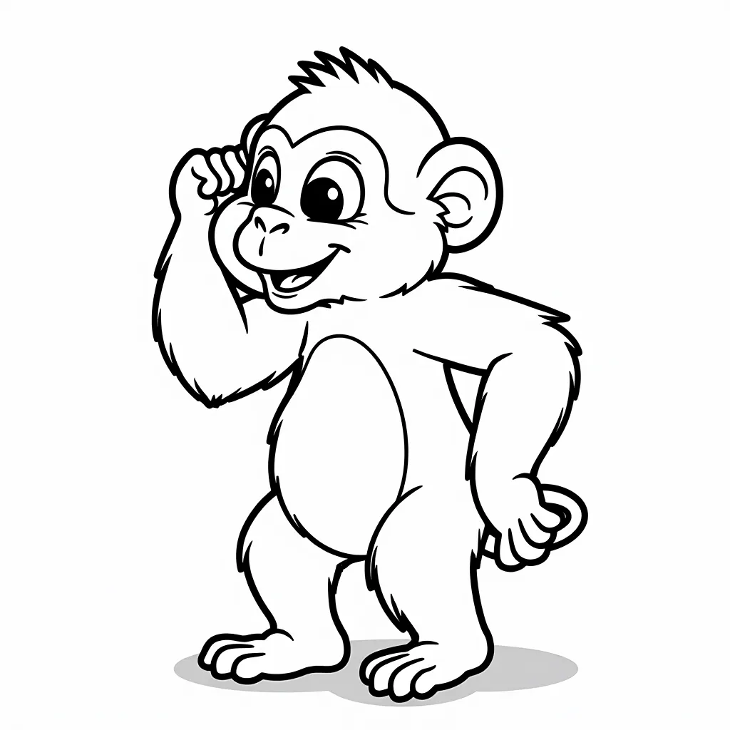 A monkey scratching its head coloring pages