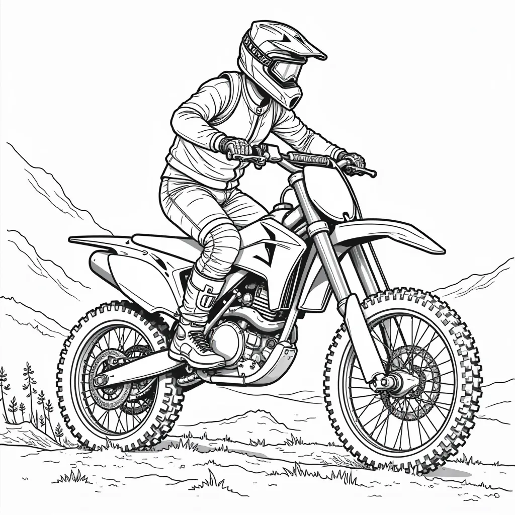 Dirt Bike in Nature صفحات التلوين