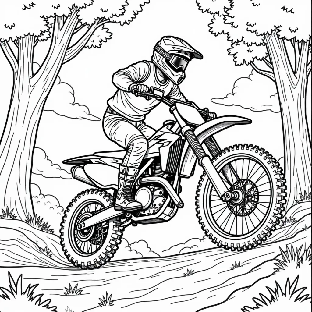  Dirt Bike Forest صفحات التلوين