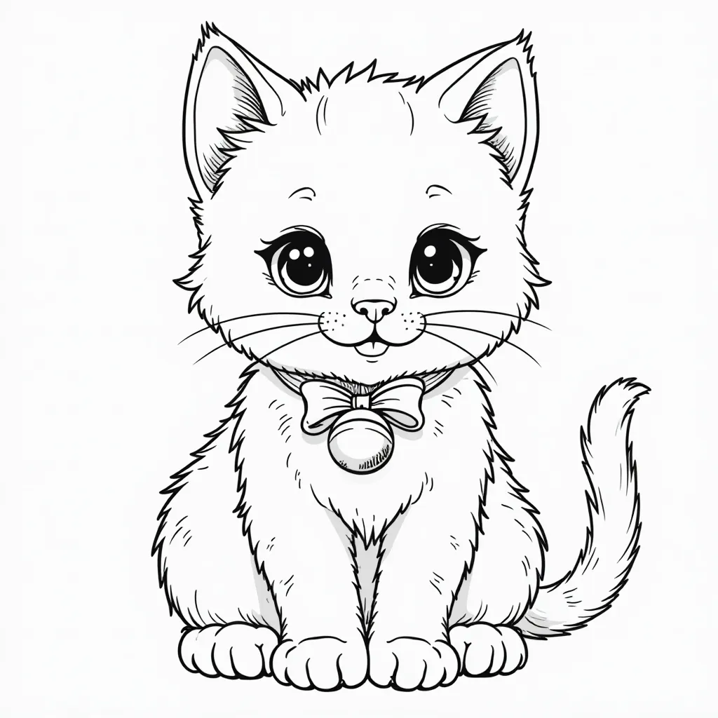  Kitten with Bell صفحات التلوين
