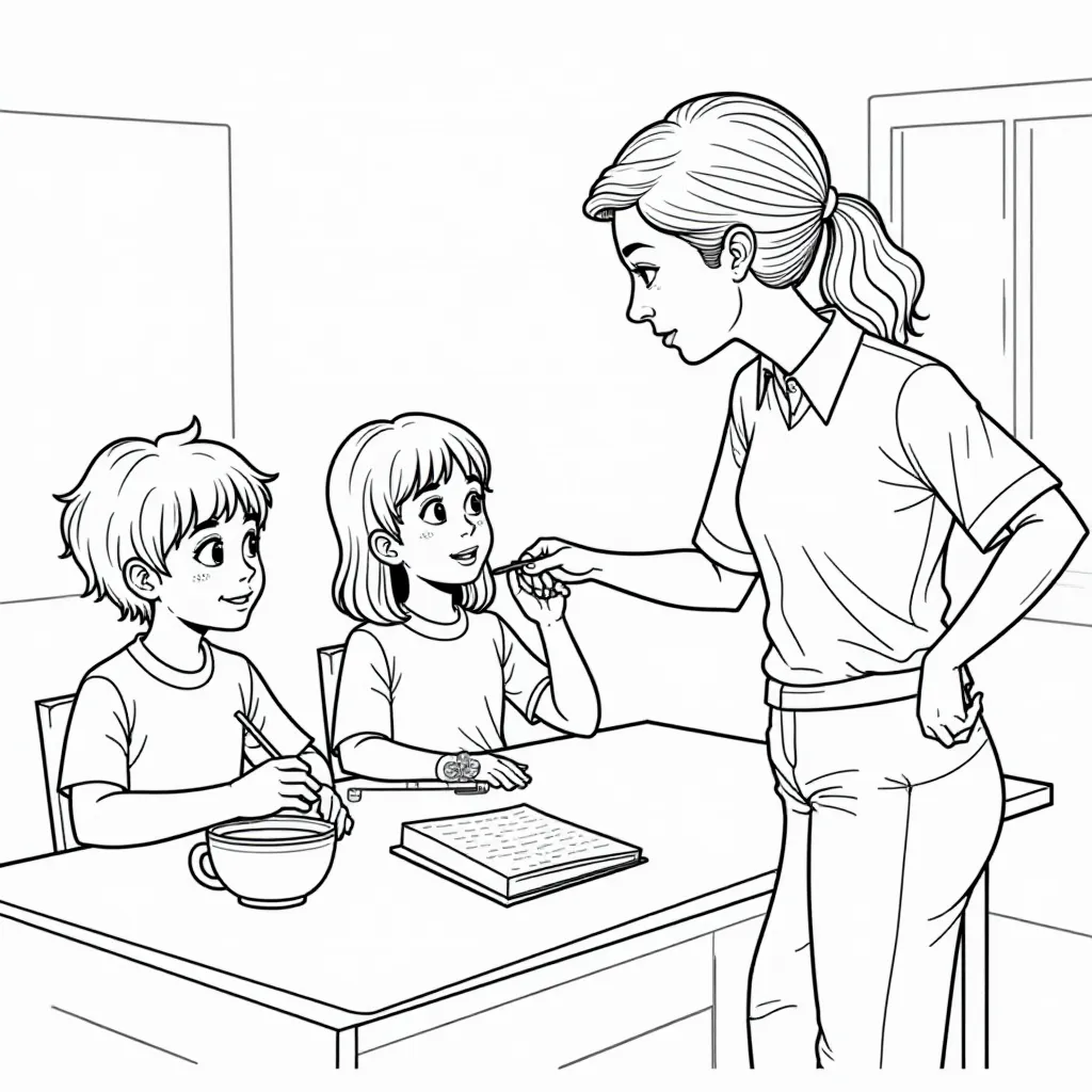 students listen carefully to teacher in class in the classroom صفحات التلوين