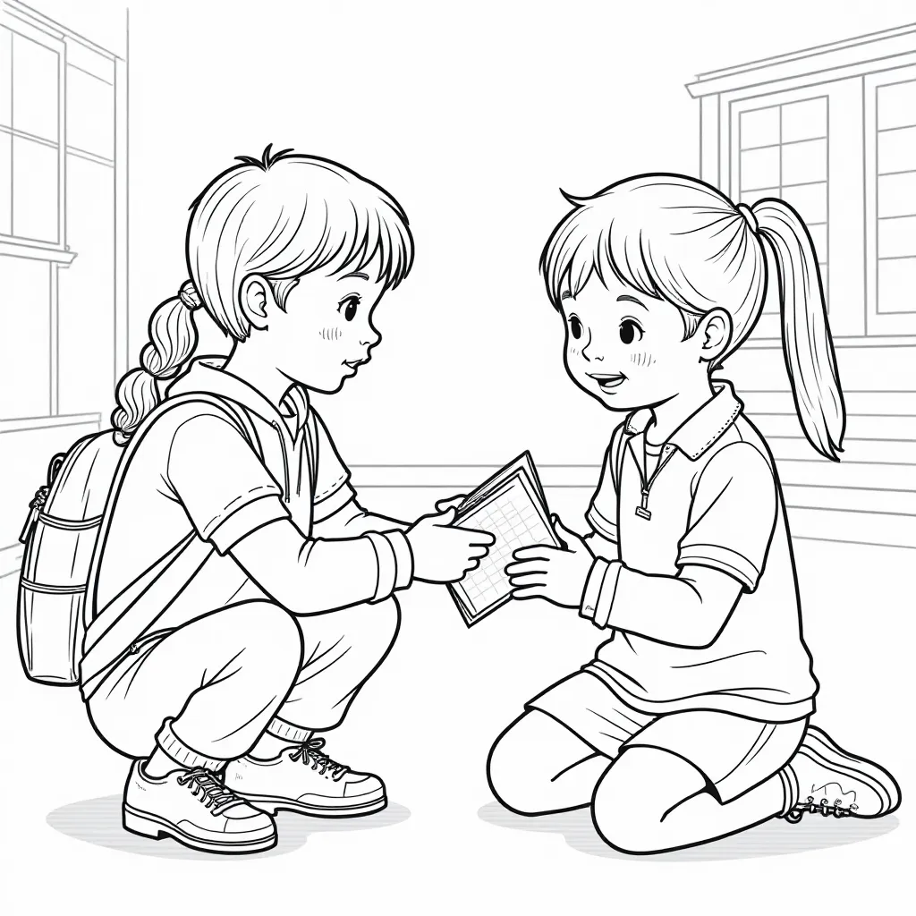 students helping classmates صفحات التلوين