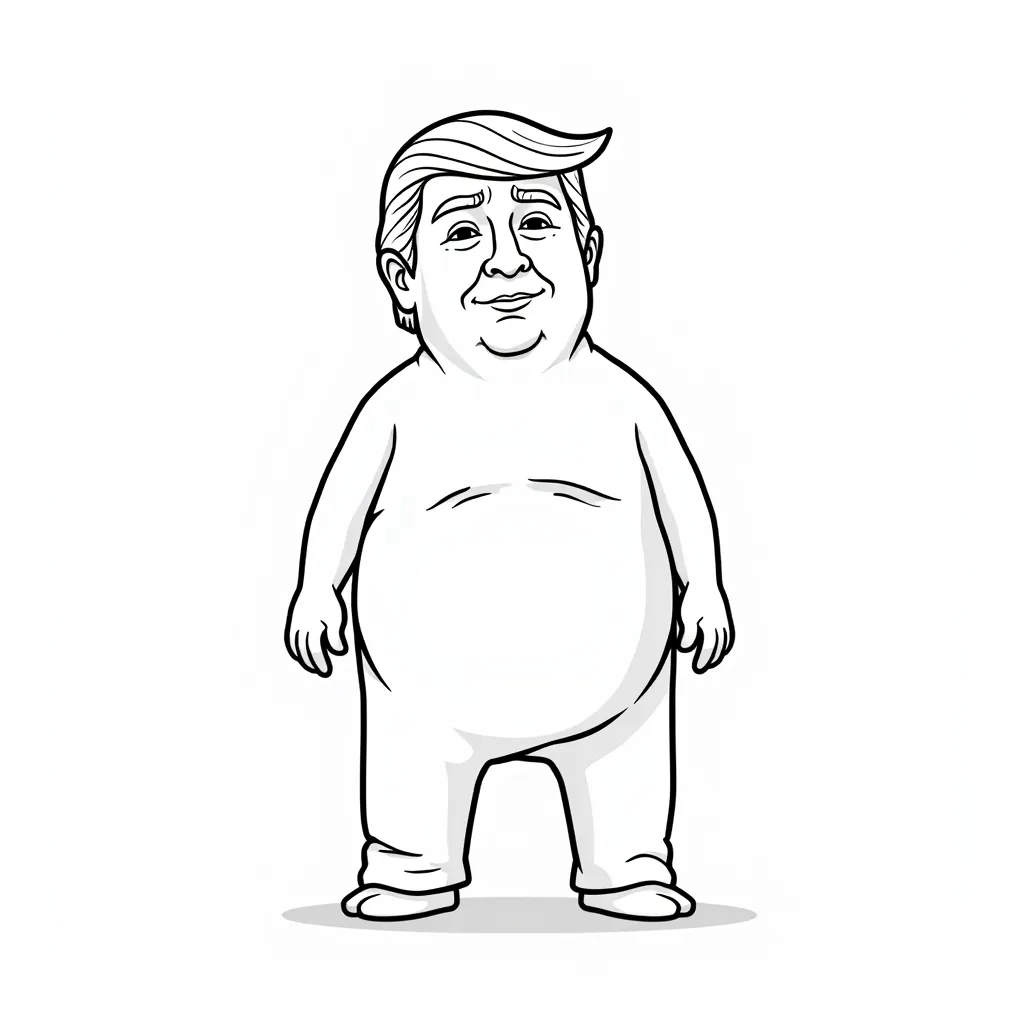 Trump with an eggplant between legs coloring pages