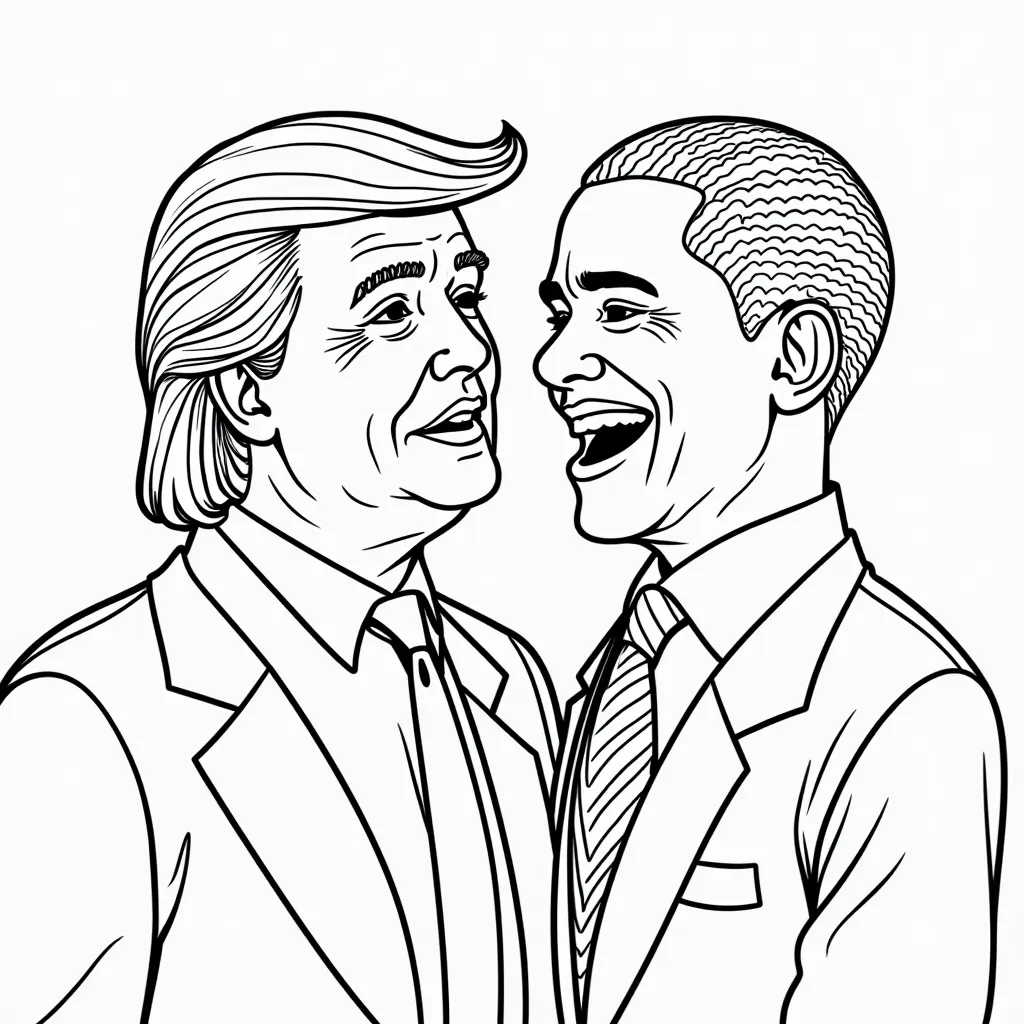 Trump tickling obama coloring pages