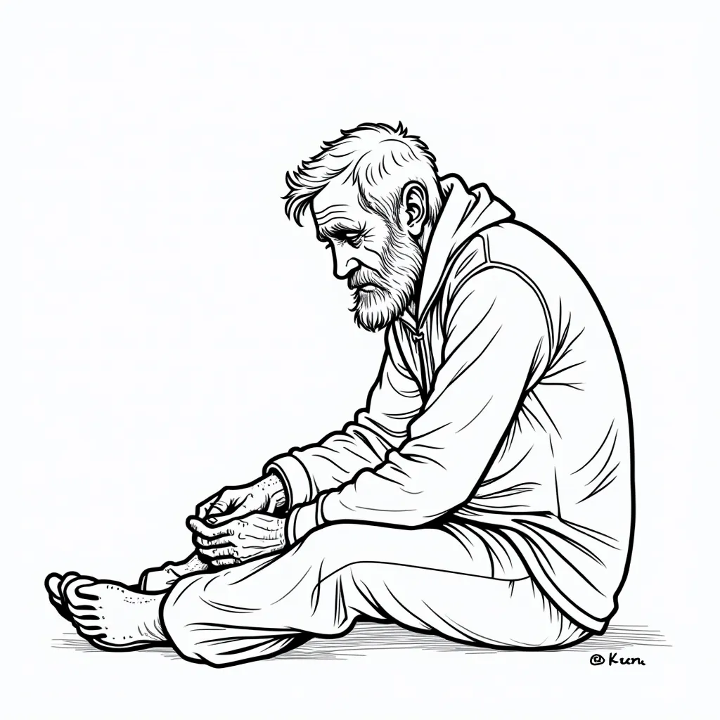 Homeless person with an addiction coloring pages