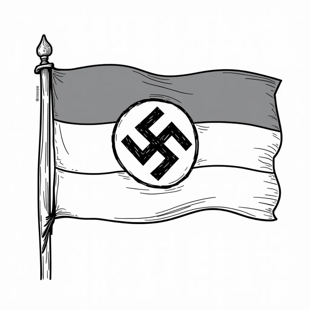 a german swastika flag with a face coloring pages