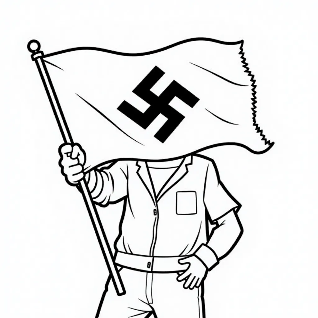 german swastika flag held by a black man coloring pages