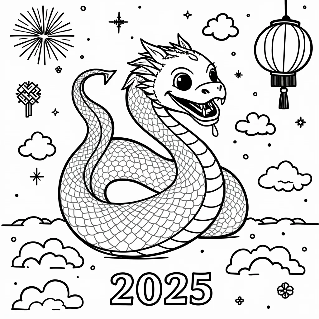 chinese snake year coloring pages