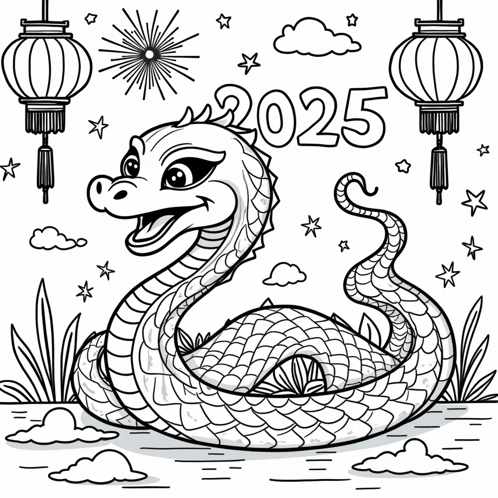 chinese snake year coloring pages