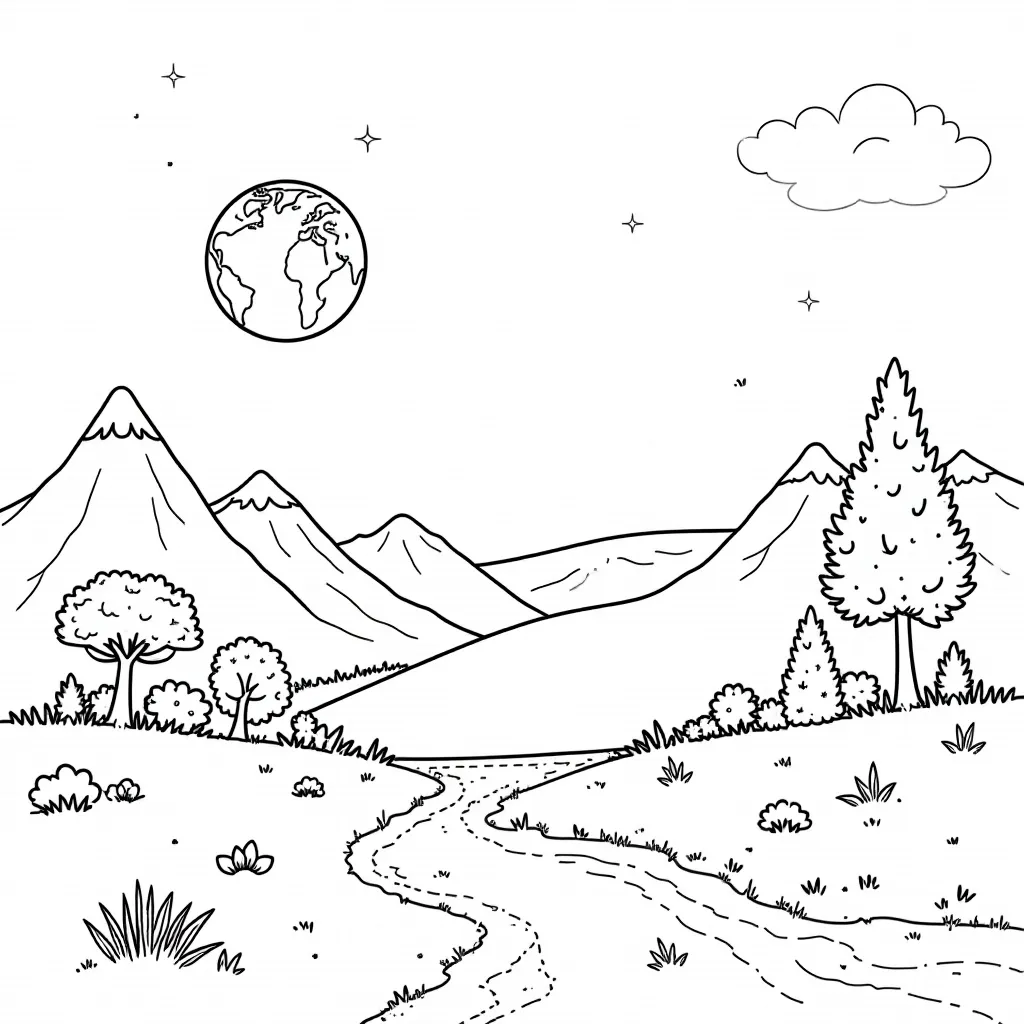  Earth Day Landscape صفحات التلوين
