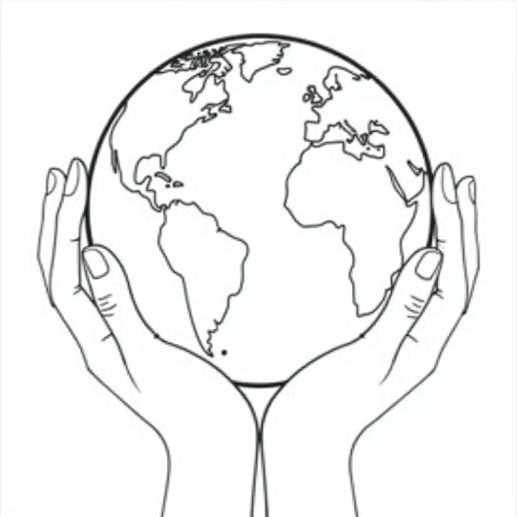  Earth Day Globe with Hands صفحات التلوين