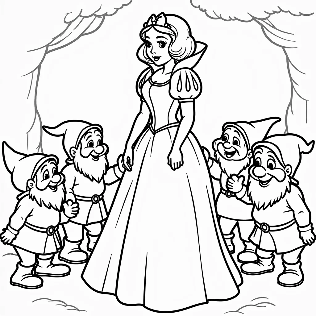 Snow White and the seven Dwarfs coloring pages