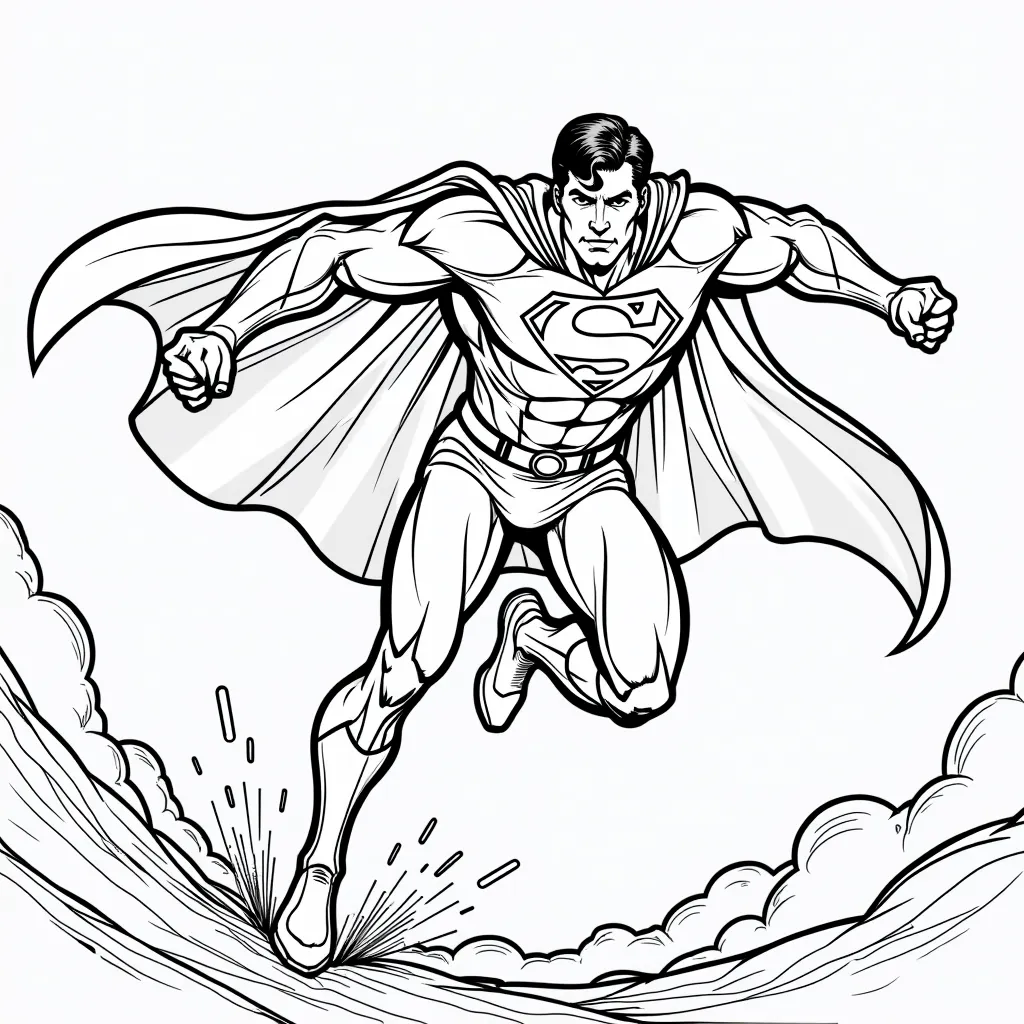 Superman chasing space villain coloring pages