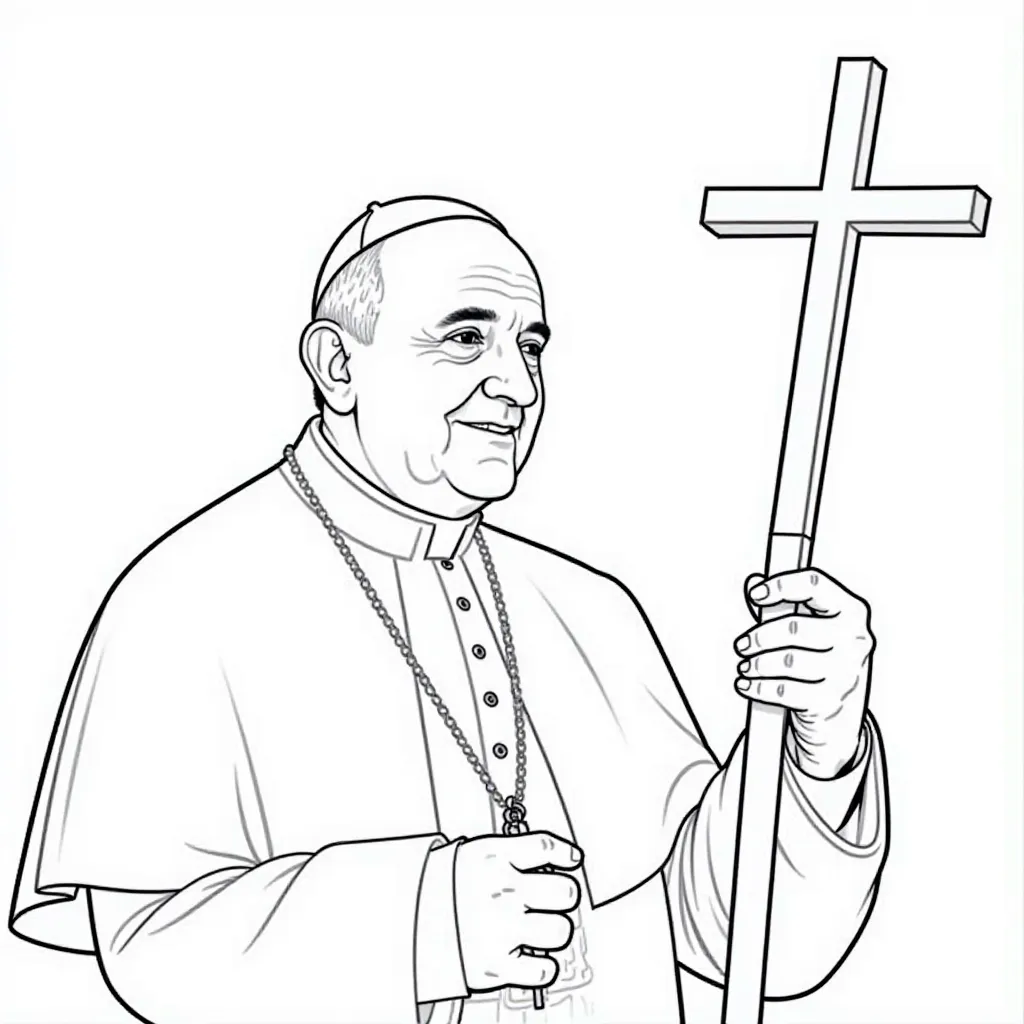  Pope Francis with Cross صفحات التلوين