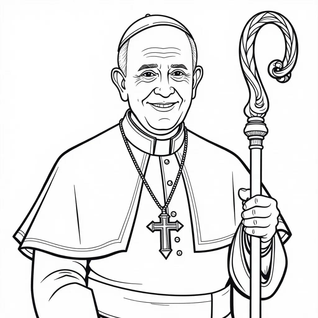  Pope Francis with His Staff صفحات التلوين
