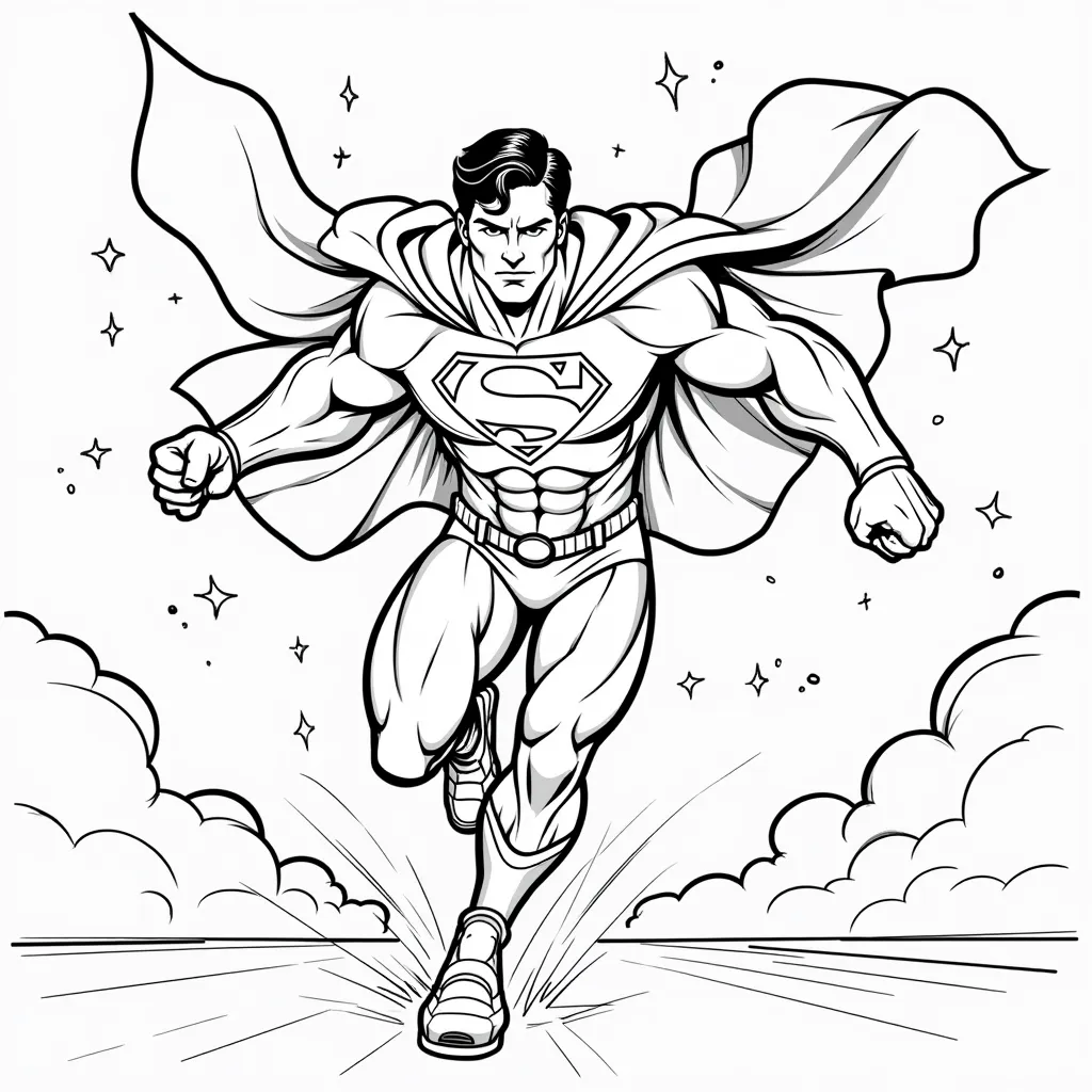 Superman is chasing space villain coloring pages