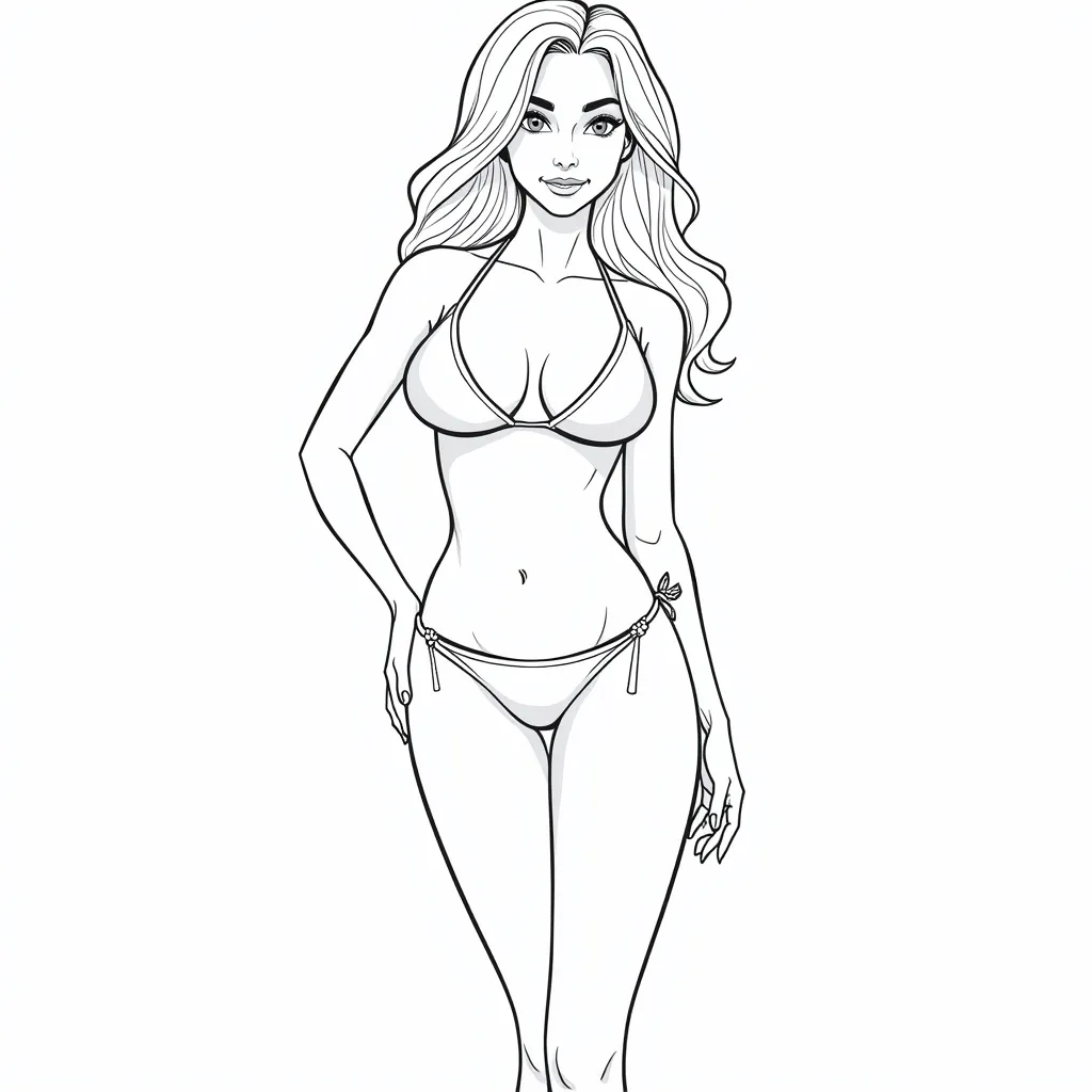 beautiful bikini woman coloring pages