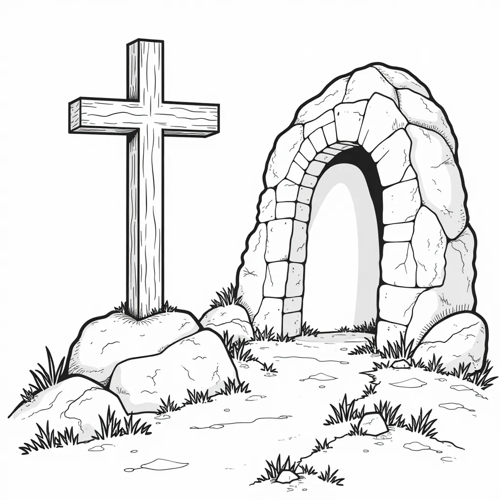  Empty Tomb and Cross صفحات التلوين