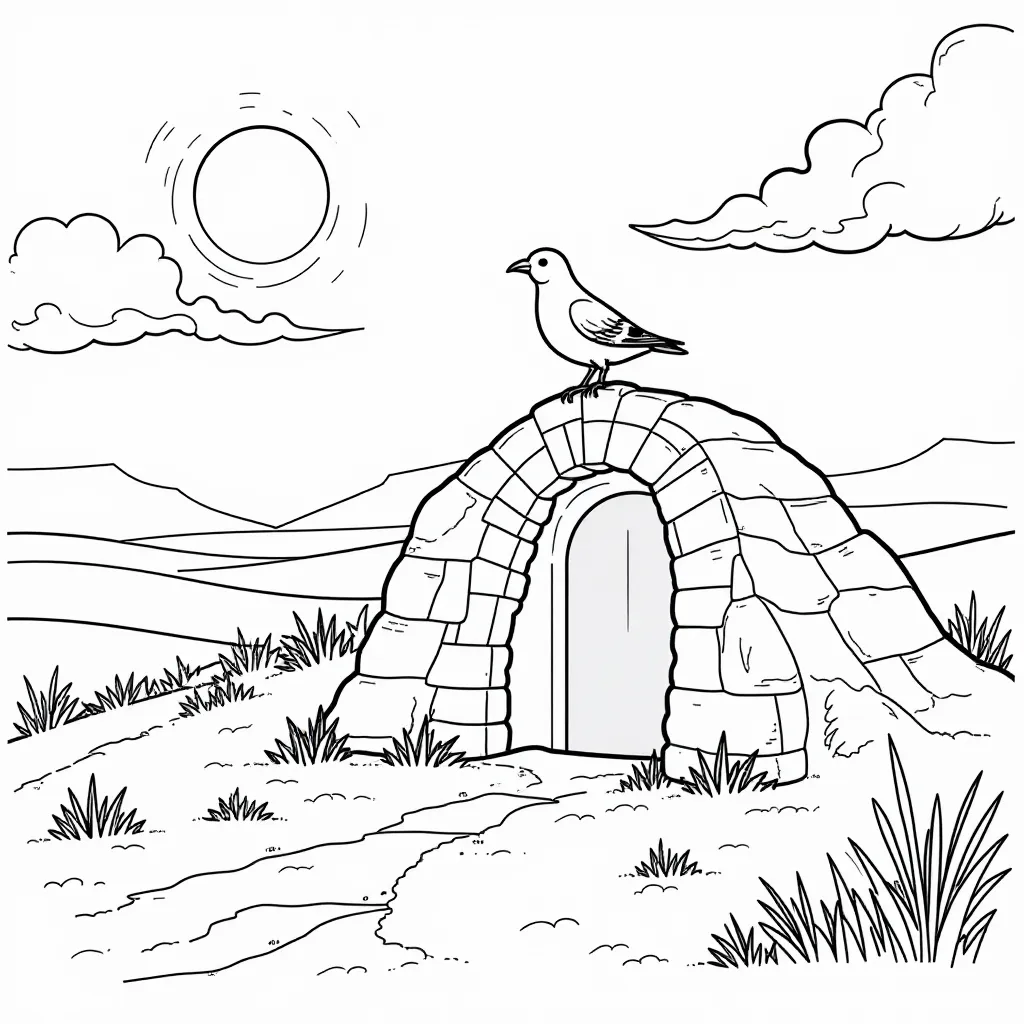  Empty Tomb with Birds صفحات التلوين