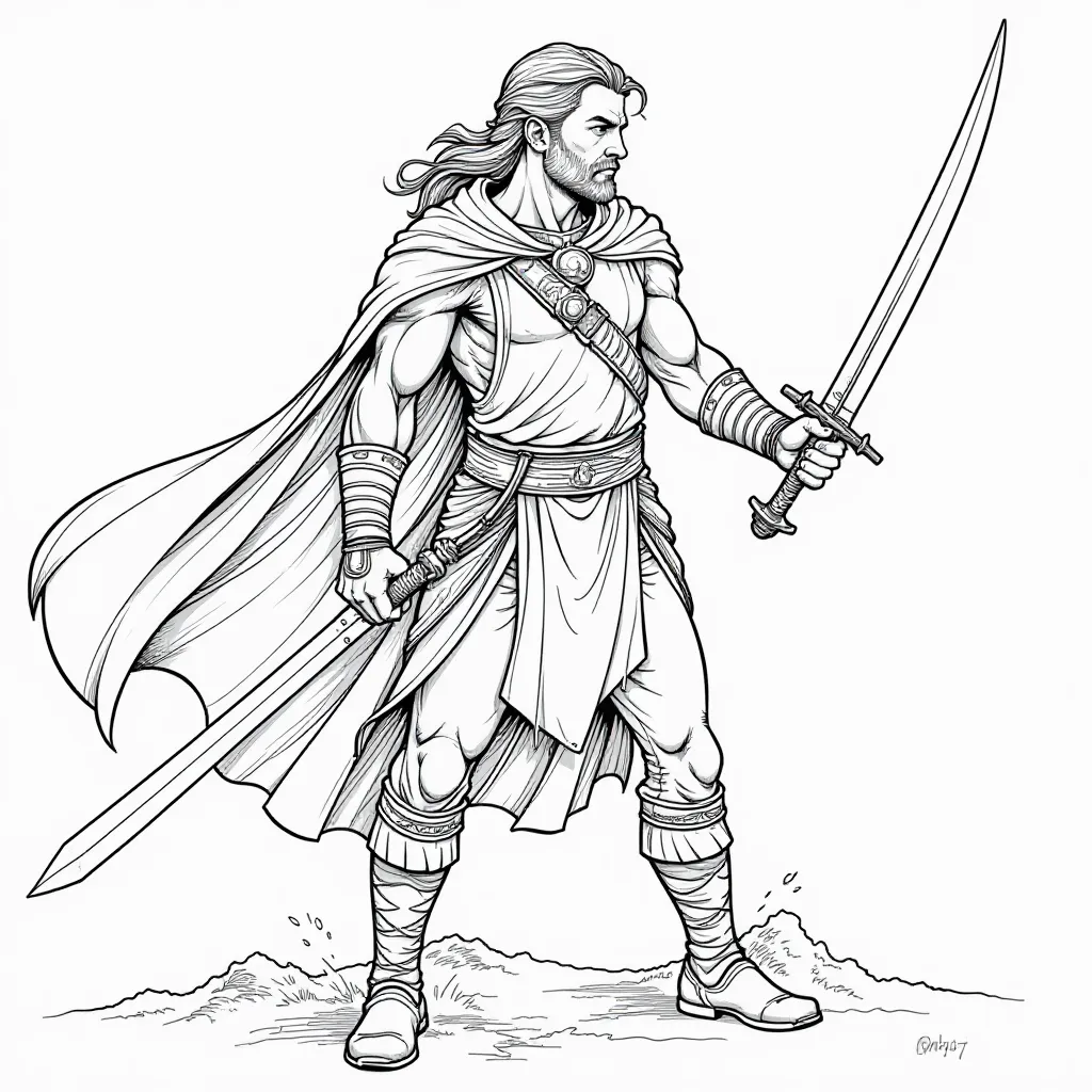 HandsomeYoung man with a sword صفحات التلوين
